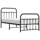 vidaXL fekete fém ágykeret fej- és lábtámlával 90 x 190 cm