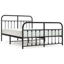 vidaXL fekete fém ágykeret fej- és lábtámlával 135 x 190 cm