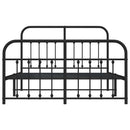 vidaXL fekete fém ágykeret fej- és lábtámlával 135 x 190 cm