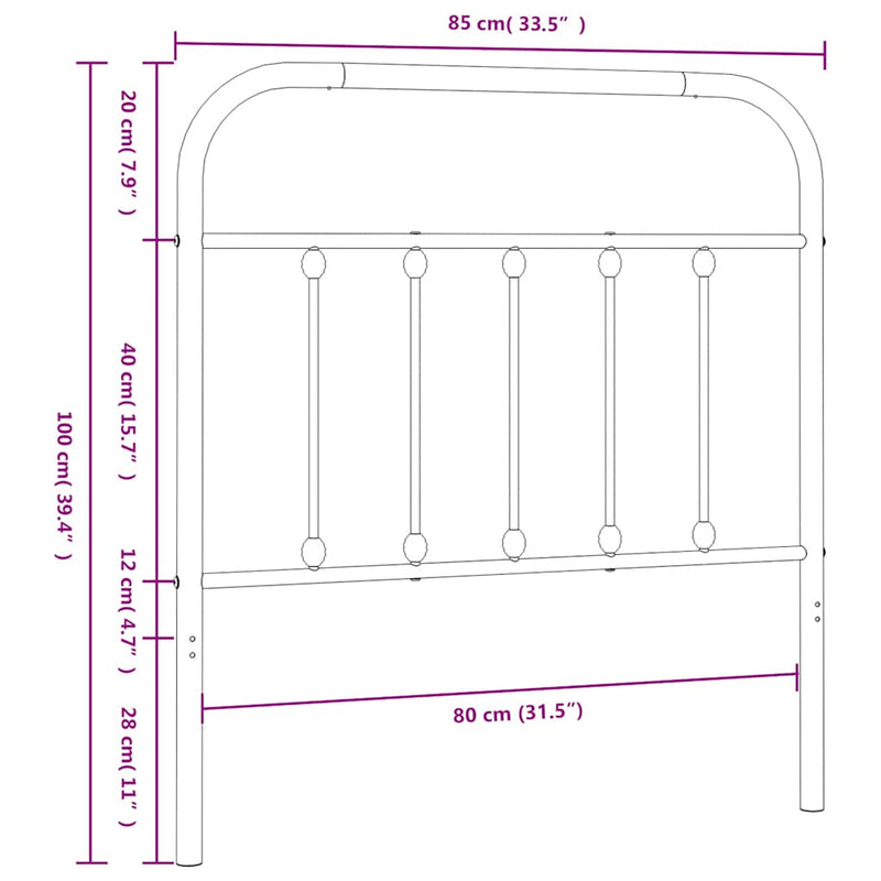 vidaXL fekete fém fejtámla 80 cm