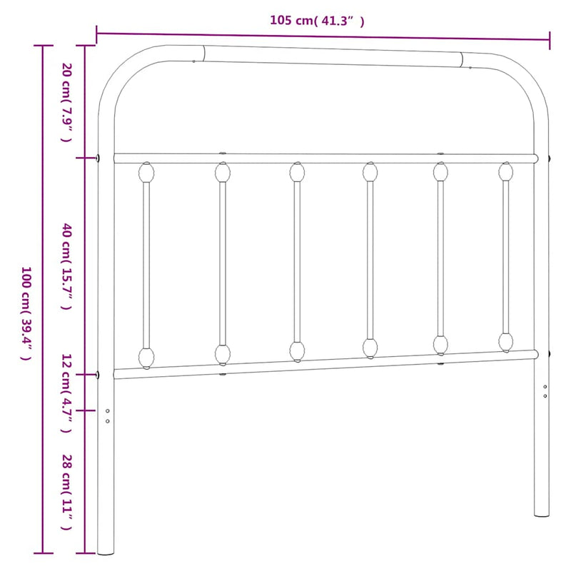 vidaXL fekete fém fejtámla 100 cm