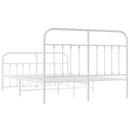 vidaXL fehér fém ágykeret fej- és lábtámlával 135x190 cm