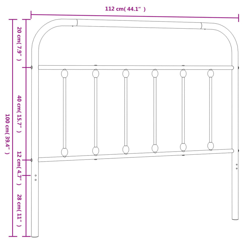 vidaXL fehér fém fejtámla 107 cm