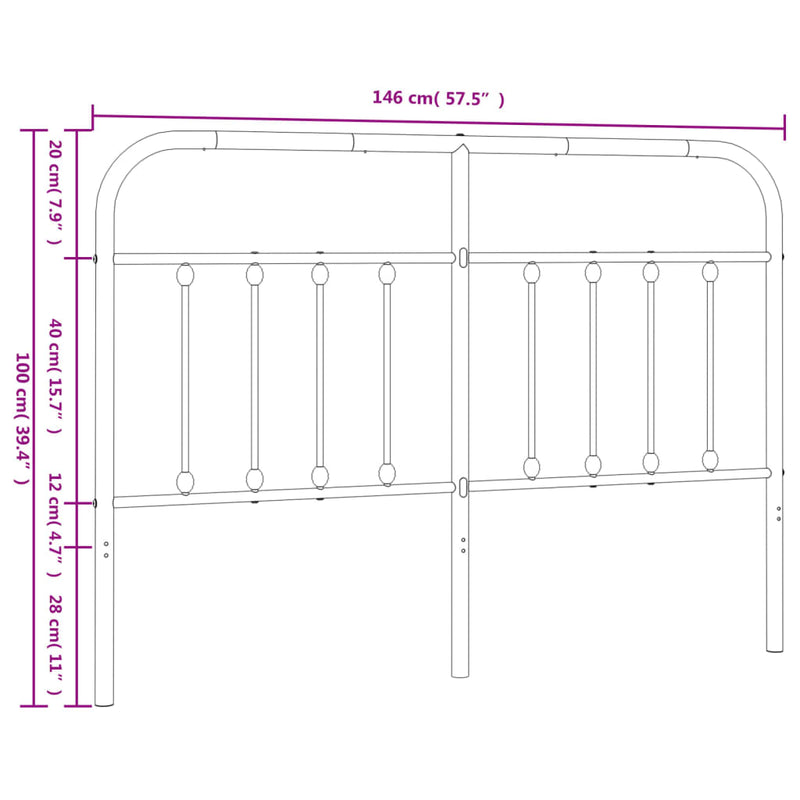 vidaXL fehér fém fejtámla 140 cm