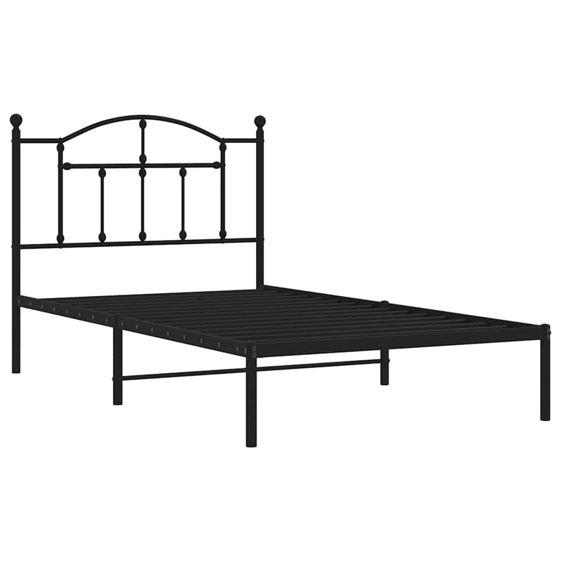 vidaXL fekete fém ágykeret fejtámlával 100 x 190 cm