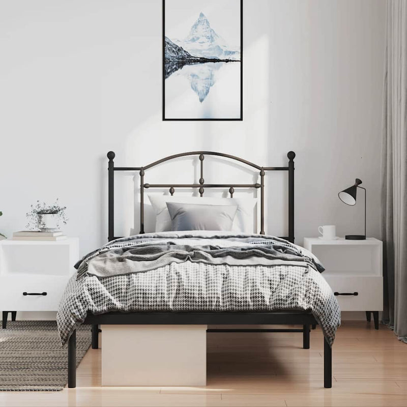 vidaXL fekete fém ágykeret fejtámlával 100 x 190 cm