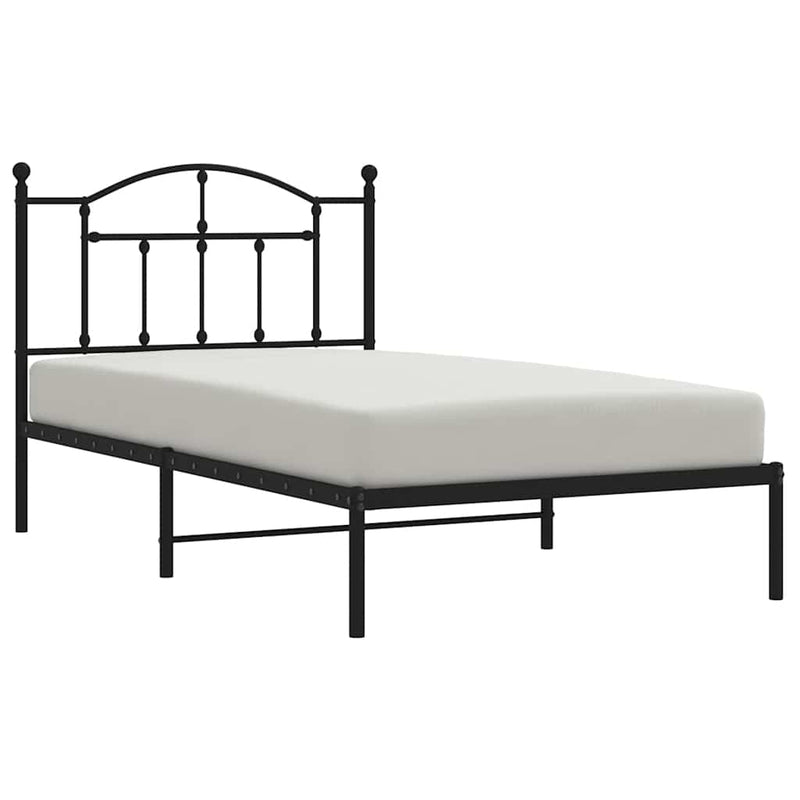 vidaXL fekete fém ágykeret fejtámlával 100 x 190 cm