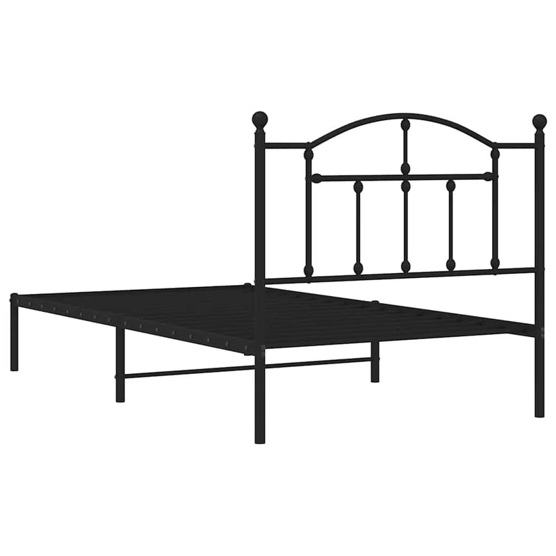 vidaXL fekete fém ágykeret fejtámlával 100 x 190 cm