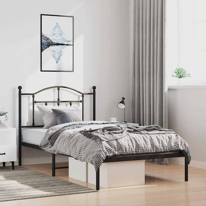 vidaXL fekete fém ágykeret fejtámlával 100 x 190 cm