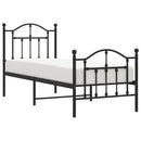 vidaXL fekete fém ágykeret fej- és lábtámlával 75 x 190 cm
