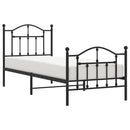 vidaXL fekete fém ágykeret fej- és lábtámlával 90 x 190 cm