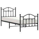 vidaXL fekete fém ágykeret fej- és lábtámlával 90 x 200 cm