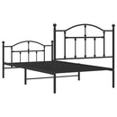 vidaXL fekete fém ágykeret fej- és lábtámlával 100 x 190 cm