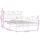 vidaXL fekete fém ágykeret fej- és lábtámlával 120 x 200 cm