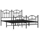 vidaXL fekete fém ágykeret fej- és lábtámlával 135 x 190 cm