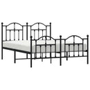 vidaXL fekete fém ágykeret fej- és lábtámlával 135 x 190 cm