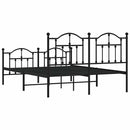 vidaXL fekete fém ágykeret fej- és lábtámlával 135 x 190 cm