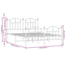 vidaXL fekete fém ágykeret fej- és lábtámlával 135 x 190 cm