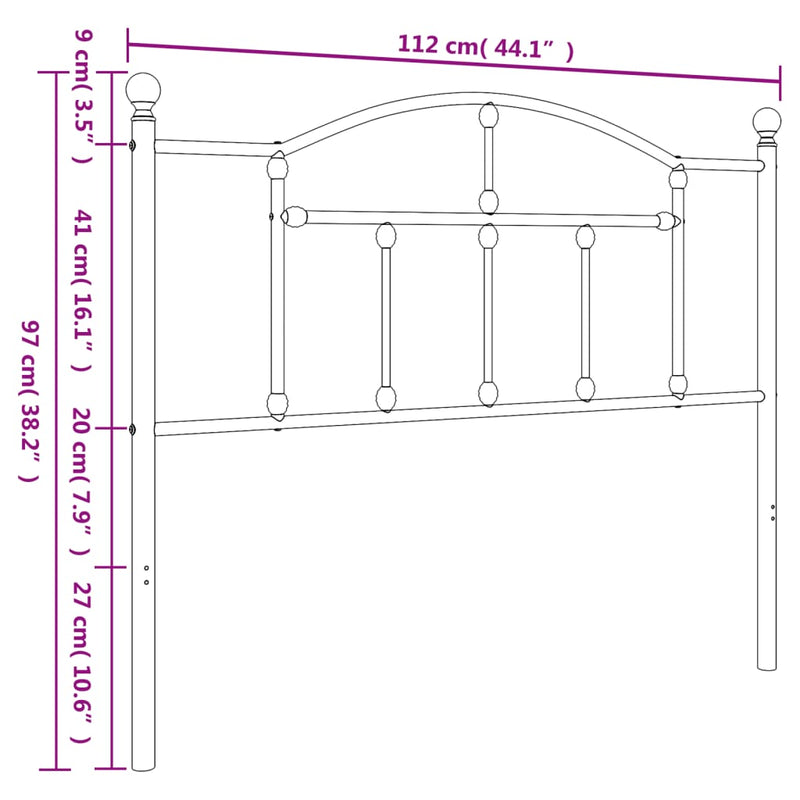 vidaXL fekete fém fejtámla 107 cm