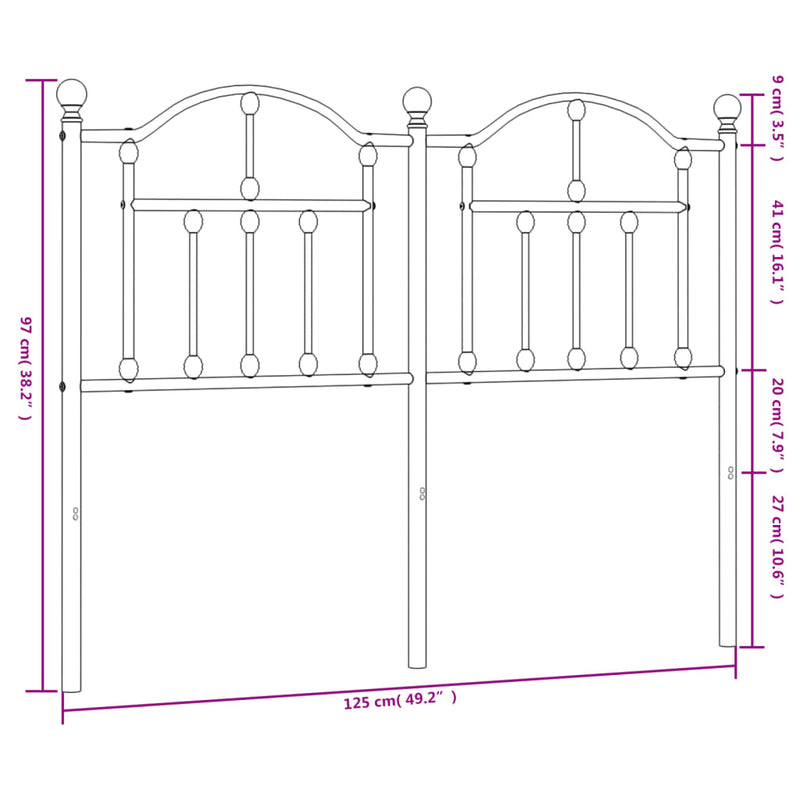 vidaXL fekete fém fejtámla 120 cm