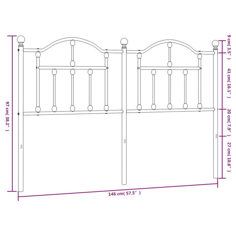 vidaXL fekete fém fejtámla 140 cm
