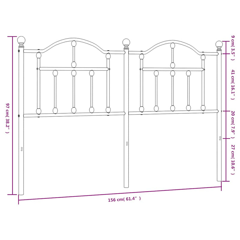vidaXL fekete fém fejtámla 150 cm