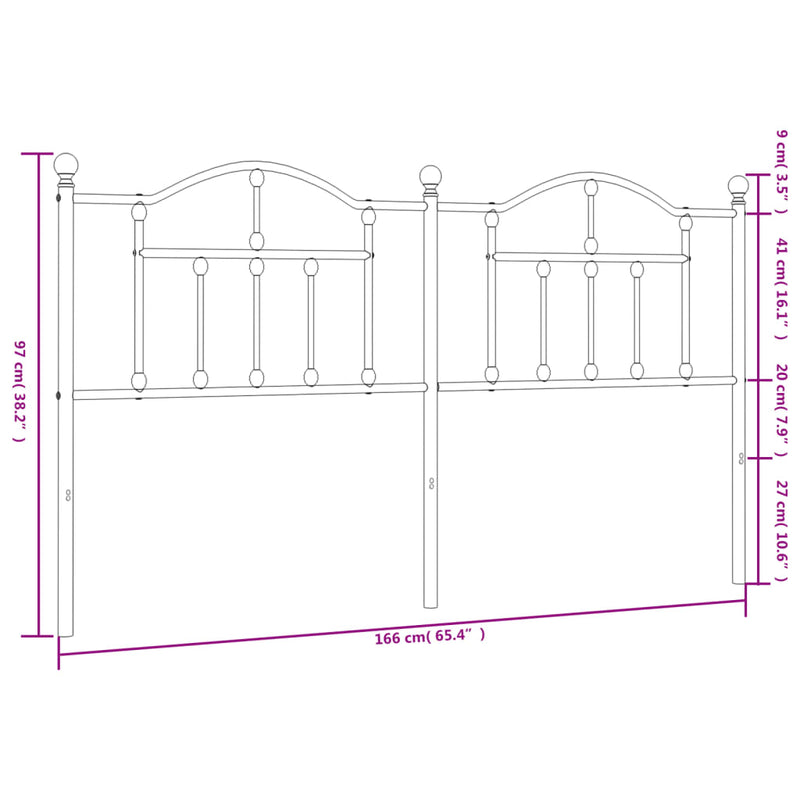 vidaXL fekete fém fejtámla 160 cm