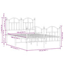 vidaXL fehér fém ágykeret fej- és lábtámlával 120x200 cm