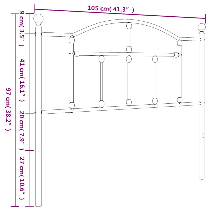 vidaXL fehér fém fejtámla 100 cm