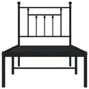vidaXL fekete fém ágykeret fejtámlával 75 x 190 cm