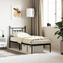 vidaXL fekete fém ágykeret fejtámlával 75 x 190 cm