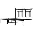vidaXL fekete fém ágykeret fejtámlával 135 x 190 cm