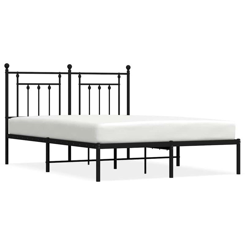 vidaXL fekete fém ágykeret fejtámlával 150 x 200 cm