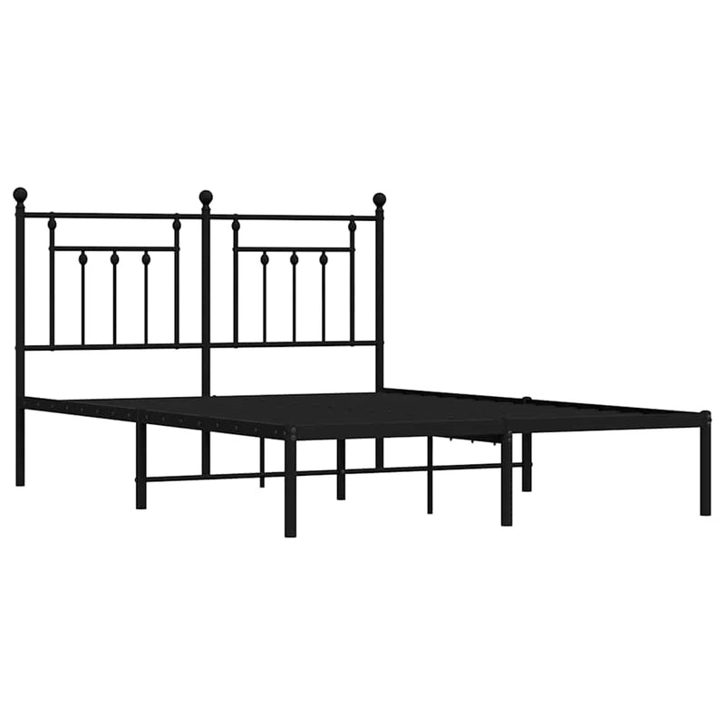 vidaXL fekete fém ágykeret fejtámlával 150 x 200 cm