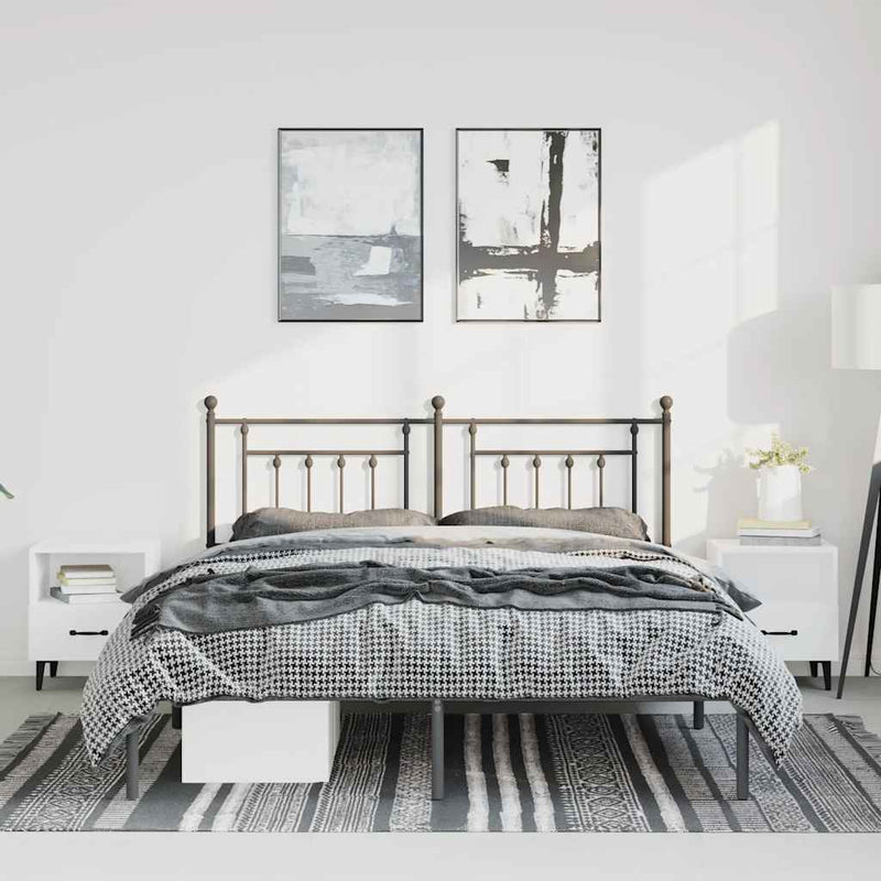 vidaXL fekete fém ágykeret fejtámlával 150 x 200 cm