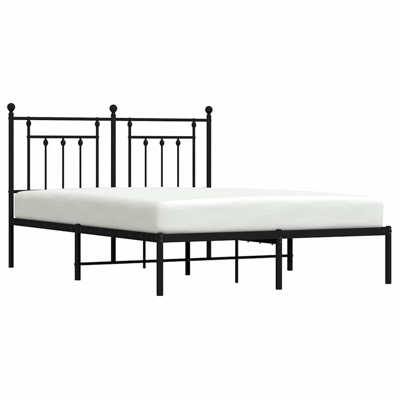vidaXL fekete fém ágykeret fejtámlával 150 x 200 cm