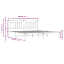 vidaXL fekete fém ágykeret fejtámlával 200 x 200 cm