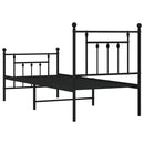 vidaXL fekete fém ágykeret fej- és lábtámlával 75 x 190 cm