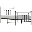 vidaXL fekete fém ágykeret fej- és lábtámlával 90 x 190 cm