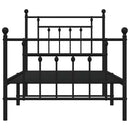 vidaXL fekete fém ágykeret fej- és lábtámlával 90 x 190 cm