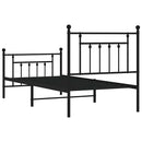 vidaXL fekete fém ágykeret fej- és lábtámlával 90 x 190 cm