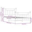 vidaXL fekete fém ágykeret fej- és lábtámlával 90 x 190 cm