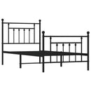 vidaXL fekete fém ágykeret fej- és lábtámlával 90 x 200 cm