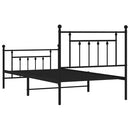 vidaXL fekete fém ágykeret fej- és lábtámlával 100 x 190 cm