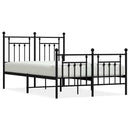 vidaXL fekete fém ágykeret fej- és lábtámlával 135 x 190 cm