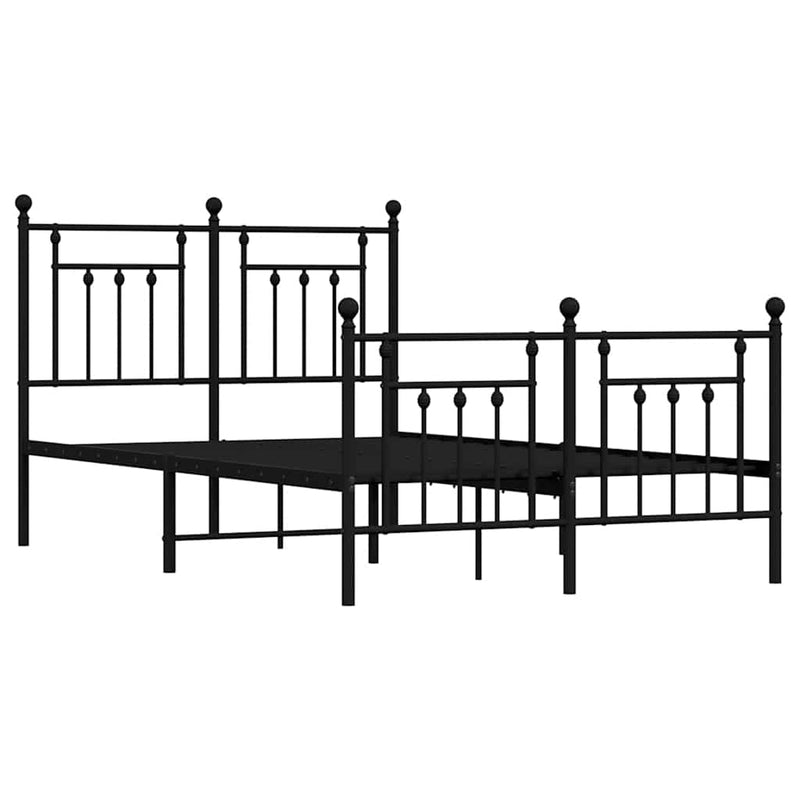 vidaXL fekete fém ágykeret fej- és lábtámlával 135 x 190 cm