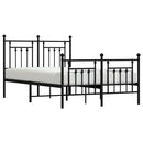 vidaXL fekete fém ágykeret fej- és lábtámlával 135 x 190 cm