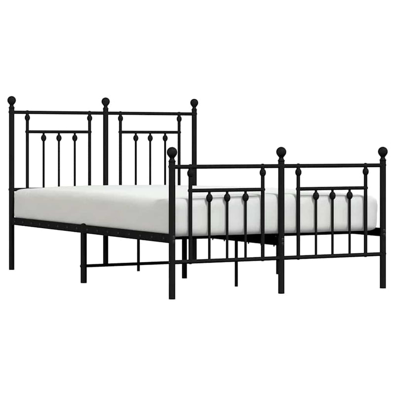 vidaXL fekete fém ágykeret fej- és lábtámlával 135 x 190 cm