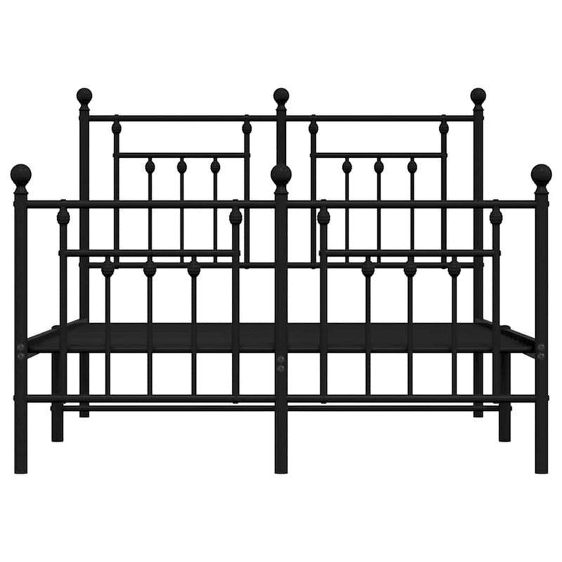 vidaXL fekete fém ágykeret fej- és lábtámlával 135 x 190 cm