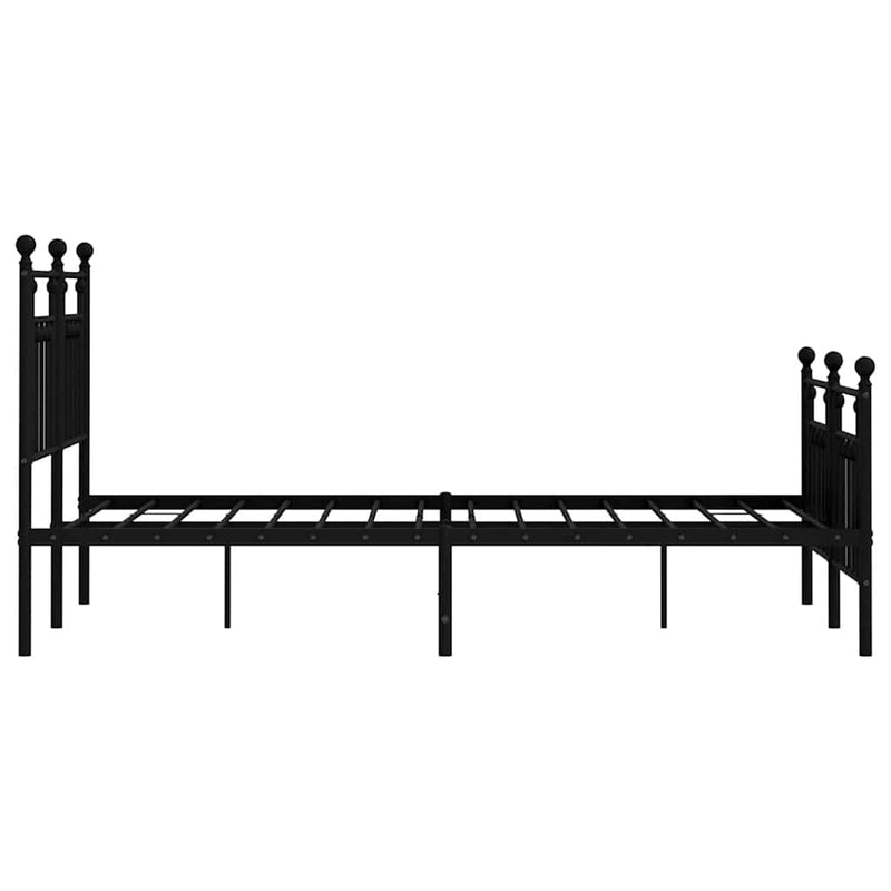 vidaXL fekete fém ágykeret fej- és lábtámlával 135 x 190 cm